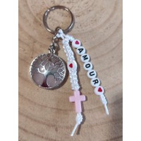 Porte clés Arbre de vie Cristal de roche AMOUR Porte clés Arbre de vie Cristal de roche AMOUR