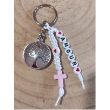 Porte clés Arbre de vie Cristal de roche AMOUR
