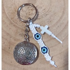 Porte clés Fleur de vie Cristal de Roche Porte clés Fleur de vie Cristal de Roche