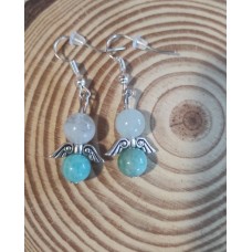 Boucles d'oreilles Aigue-Marine & Amazonite - Ange Boucles d'oreilles Aigue-Marine & Amazonite - Ange
