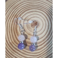Boucle d'oreilles Quartz rose Améthyste Boucle d'oreilles Quartz rose Améthyste