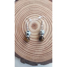 Boucles d'oreilles Dalmatien - Oeil de tigre Boucles d'oreilles Dalmatien - Oeil de tigre