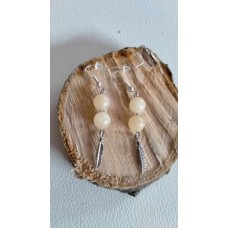 Boucles d'oreilles Calcite Orange Plume