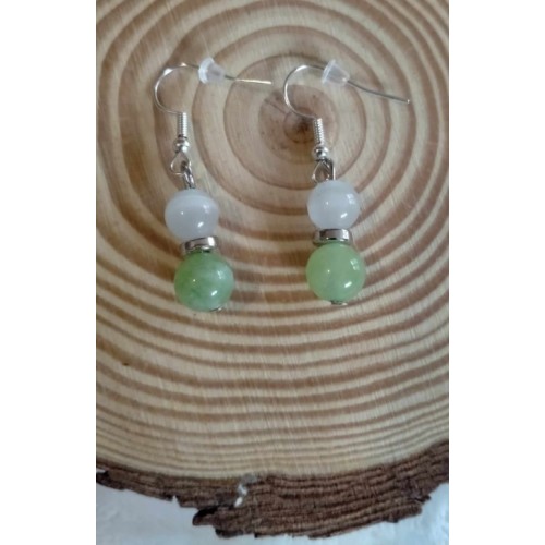 Boucles D'oreilles Puces En Jade Et Péridot Sur Argent 925 - Neuves Sans Emballage