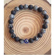 Bracelet Obsidienne mouchetée - Pierre de Lave - Bracelet Obsidienne mouchetée - Pierre de Lave -