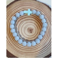 Bracelet Angélite - Croix -  Favorise le sommeil - Protection 